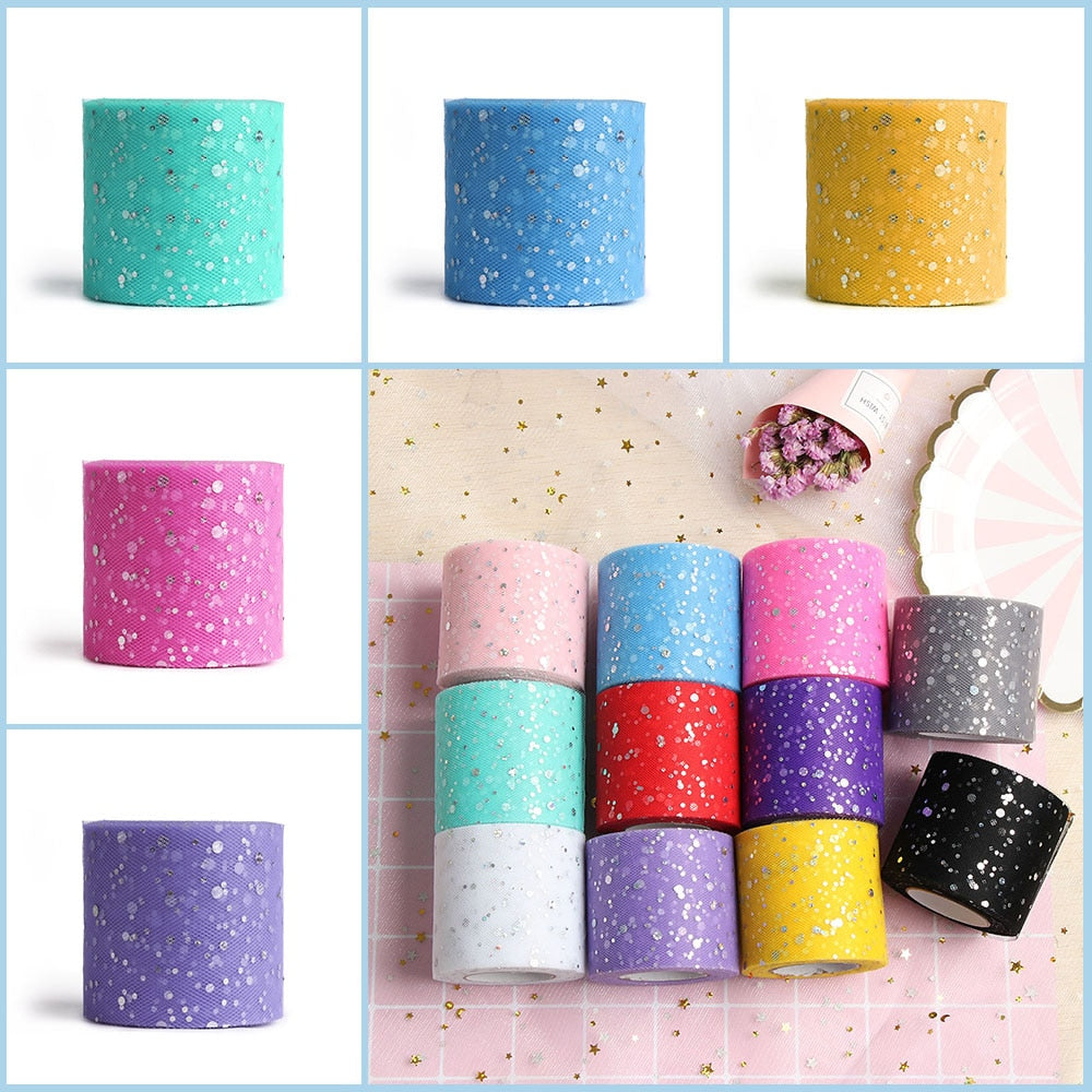 1 Roll Charming 6.5cm Glitter Sequin Tulle Roll 25