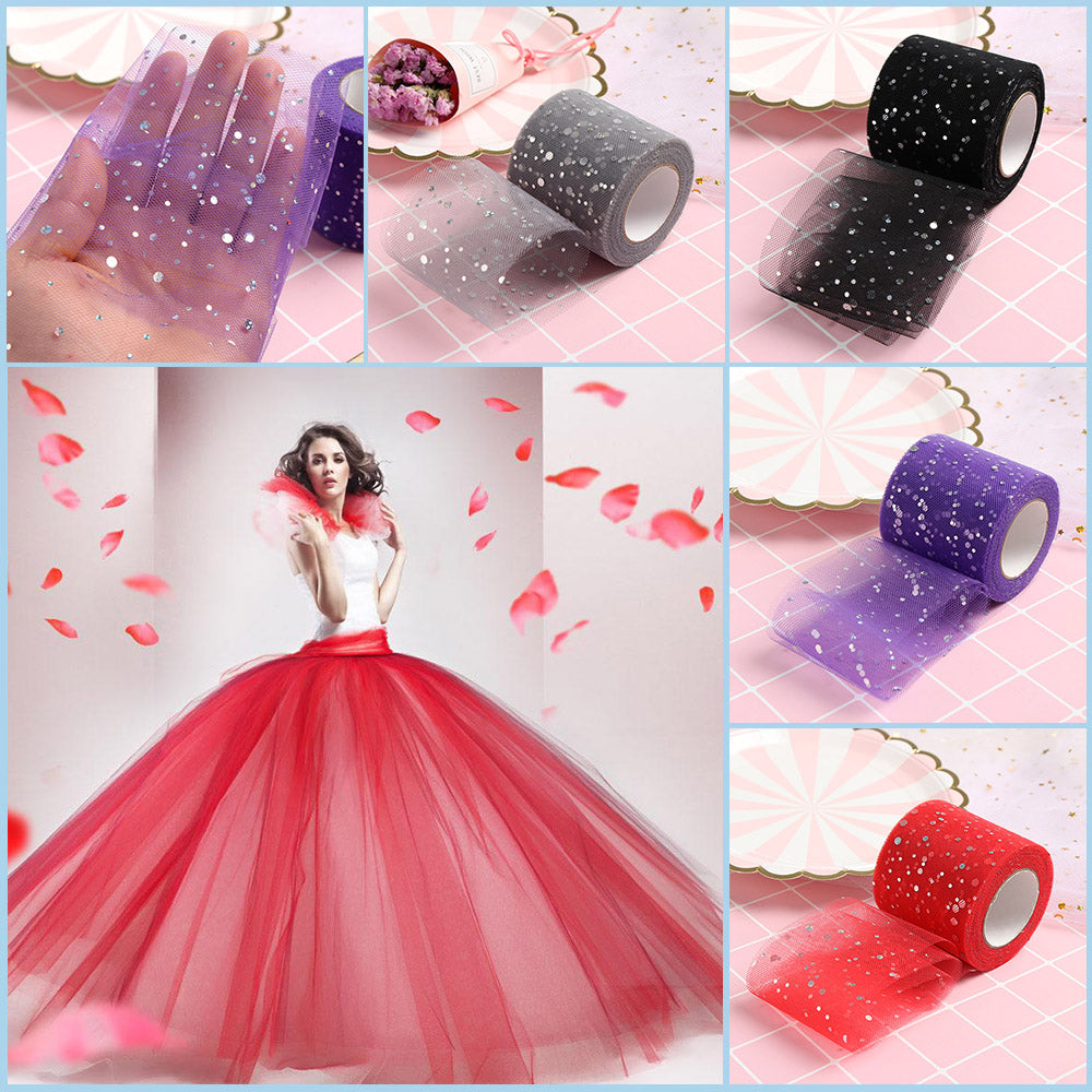 1 Roll Charming 6.5cm Glitter Sequin Tulle Roll 25