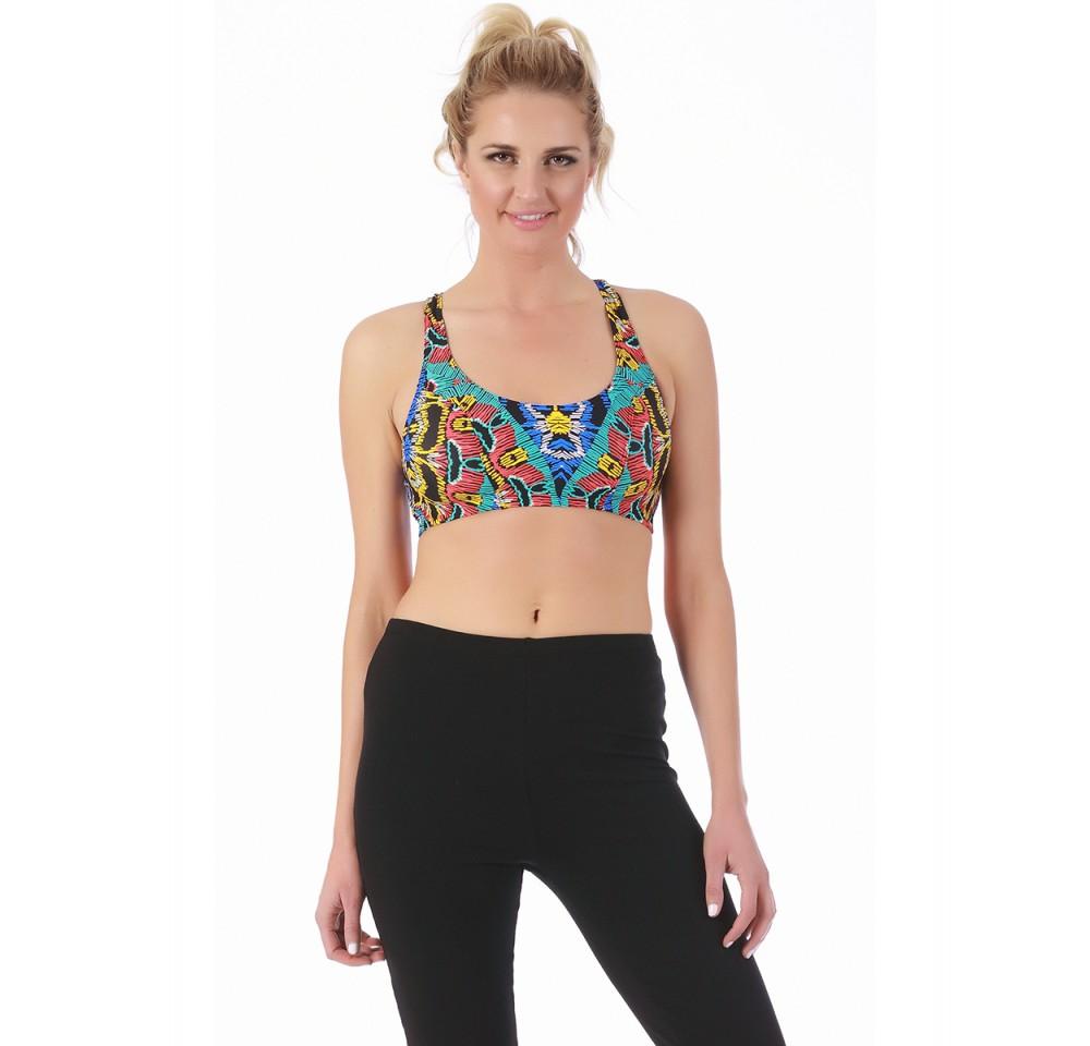 InstantFigure Activewear Printed Racer Back Crop Top -145019