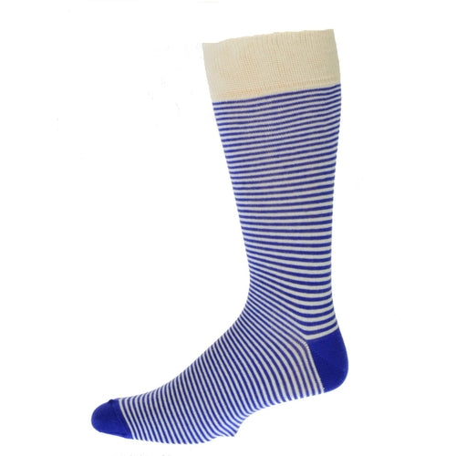 Combed Cotton Crew Socks for Men Pin-Stripes Lightweight Dressy Sock