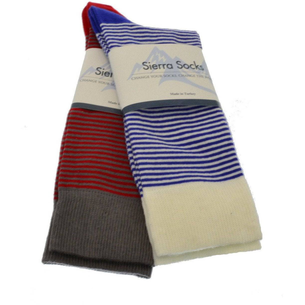 Combed Cotton Crew Socks for Men Pin-Stripes Lightweight Dressy Sock