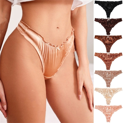 Satin Cotton Crotch T-back Women's Underwear