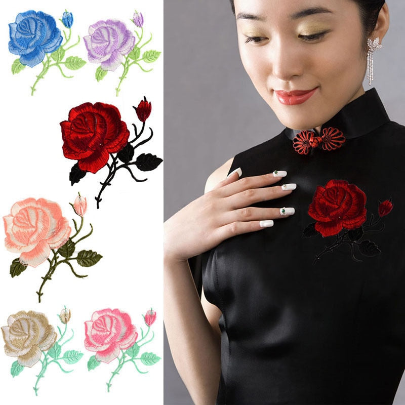 1Pc Fashion Women Ladies  Rose Flower Iron On