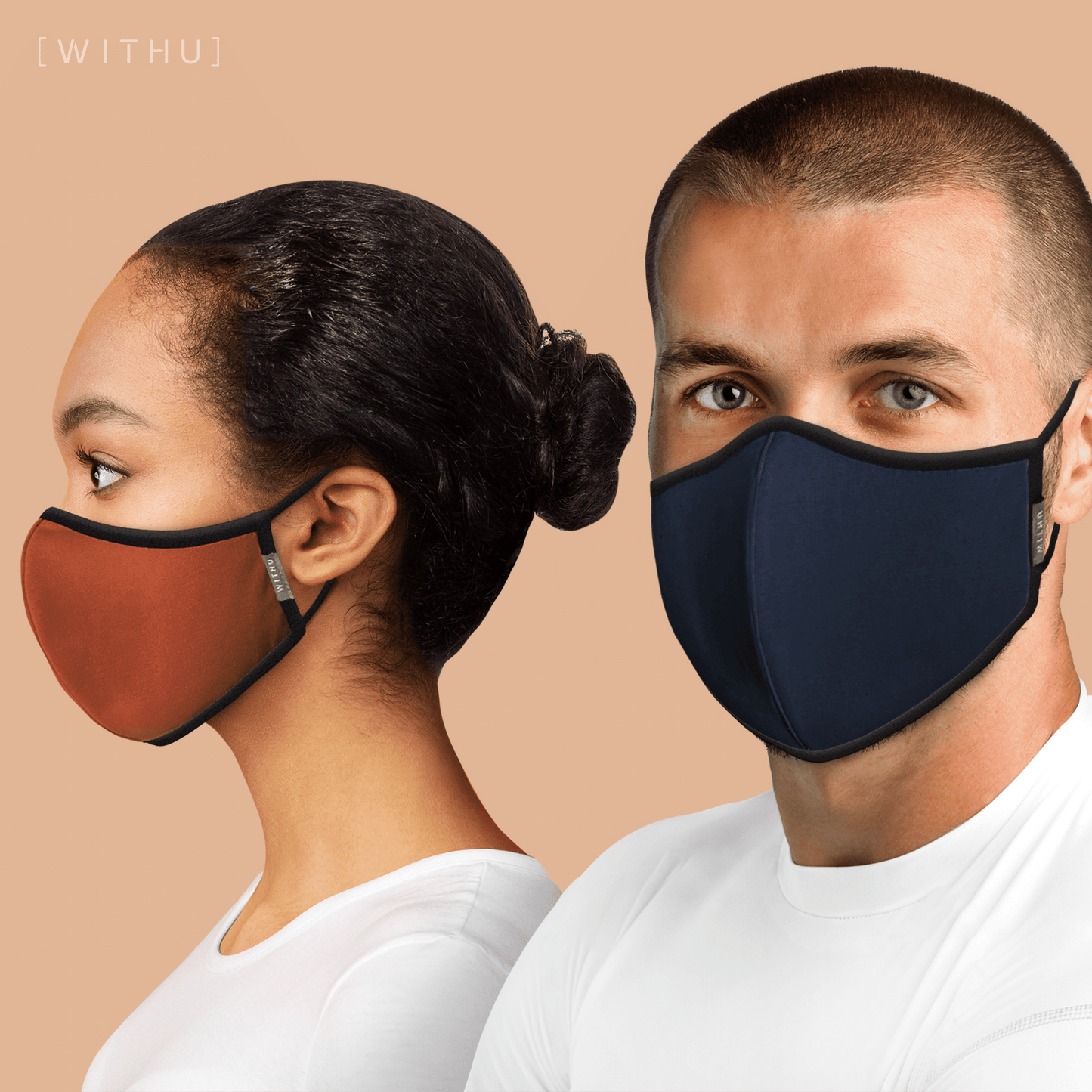 WITH U Washable Reusable Face Masks - 3-Layer with Stretchable Ear