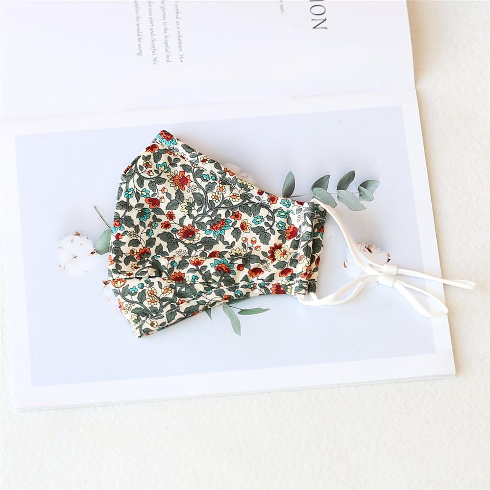 Nose Wire / 2PCS Set Spring Floral Cotton Face Mask Set with Nose Wire