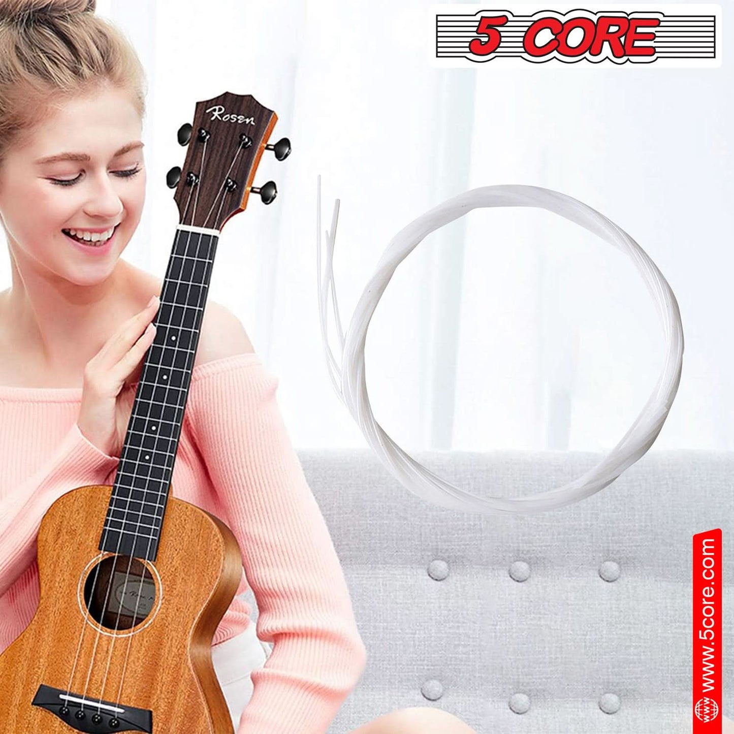 5Core Ukulele Strings Nylon w Deep Bright Tone Consistent Reliable