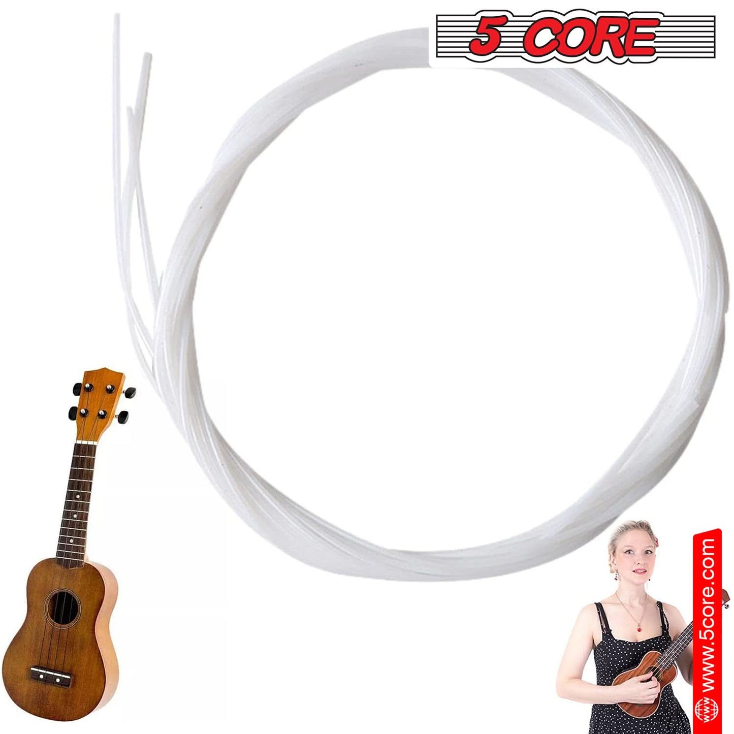 5Core Ukulele Strings Nylon w Deep Bright Tone Consistent Reliable