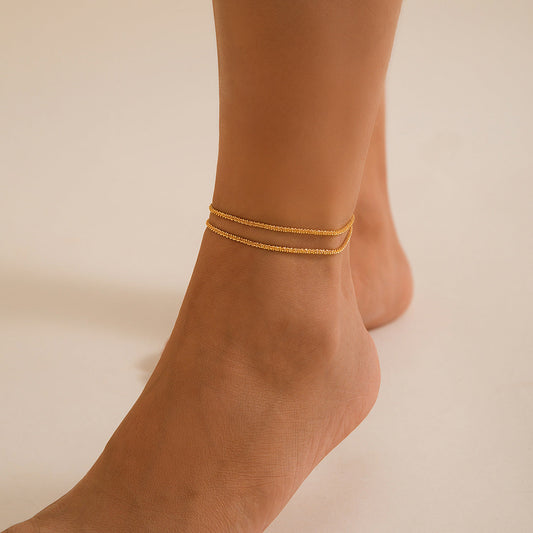 All-match Sparkling Slim Chain Metallic Anklet