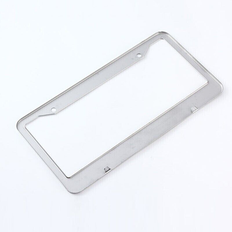 2PCS Chrome Stainless Steel Metal License Plate Frame Tag Cover With