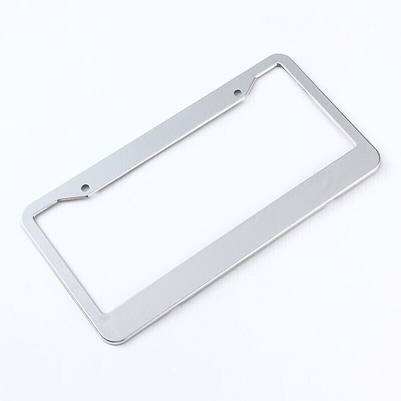 2PCS Chrome Stainless Steel Metal License Plate Frame Tag Cover With