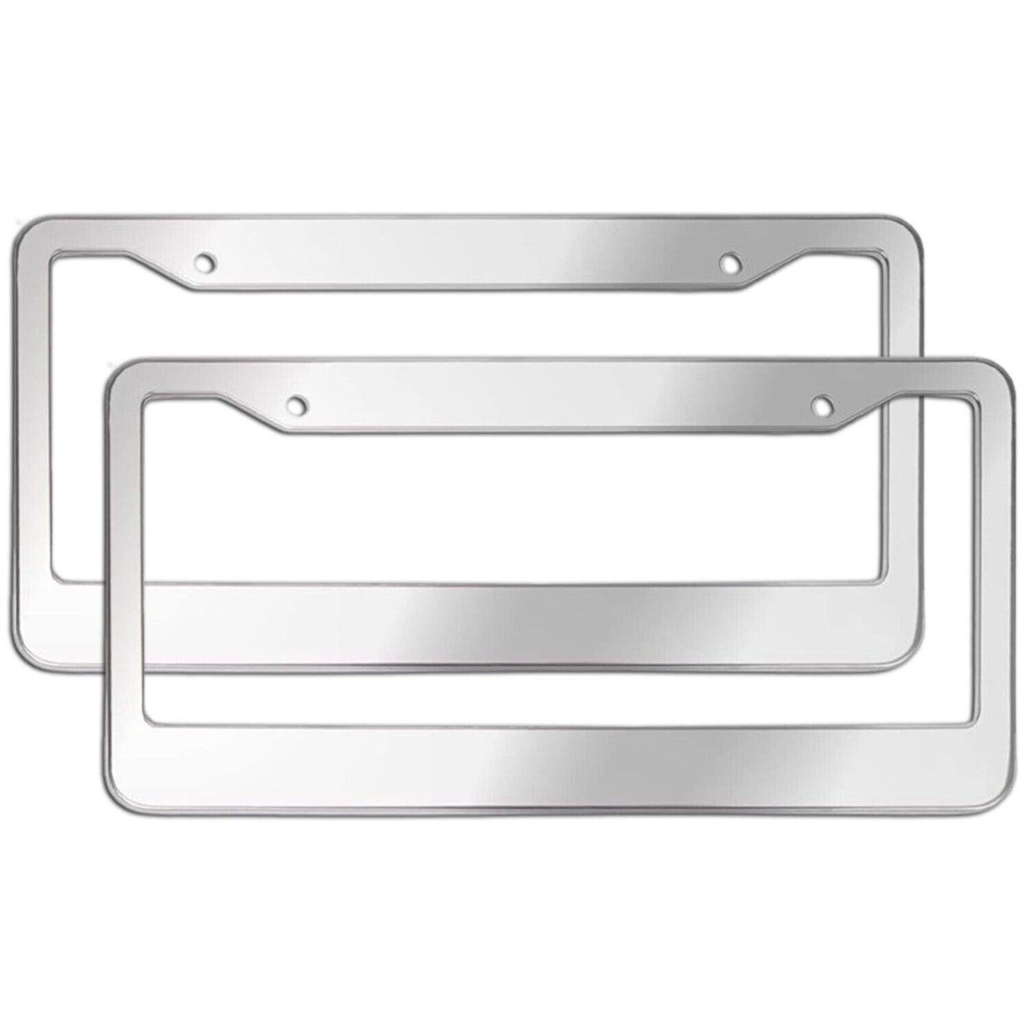 2PCS Chrome Stainless Steel Metal License Plate Frame Tag Cover With