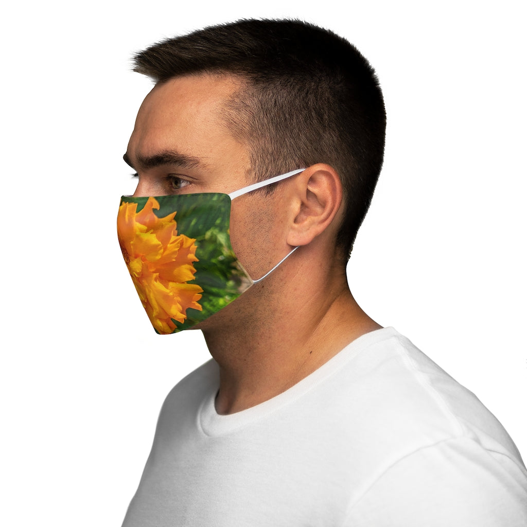 Orange Flower Snug-Fit Polyester Face Mask