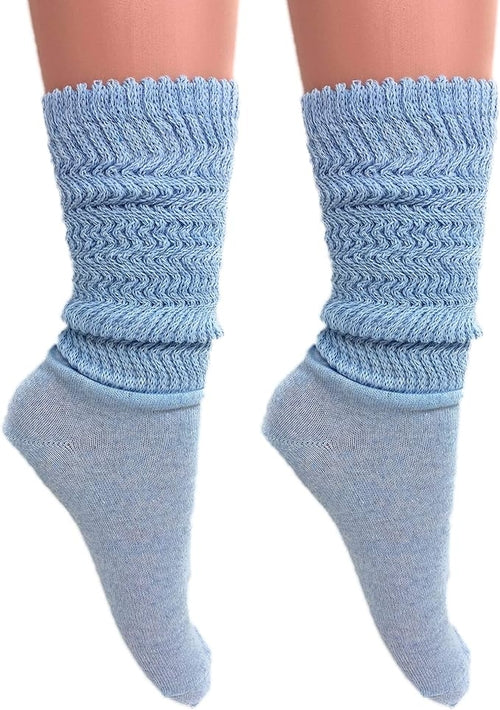 Women's Cotton Lightweight Slouch Socks, Extra Thin, 2 Pairs, Size