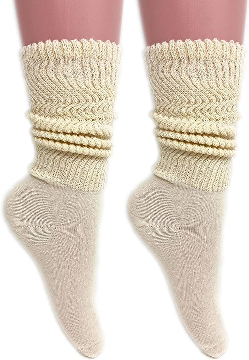 Women's Cotton Lightweight Slouch Socks, Extra Thin, 2 Pairs, Size