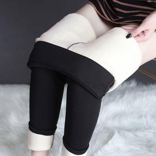 Winter Leggings Warm Thick High Stretch Lamb Cashmere Leggins Skinny F