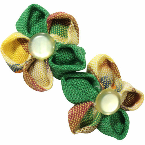 Cotton Barrette with 2 Flowers