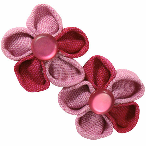 Cotton Barrette with 2 Flowers