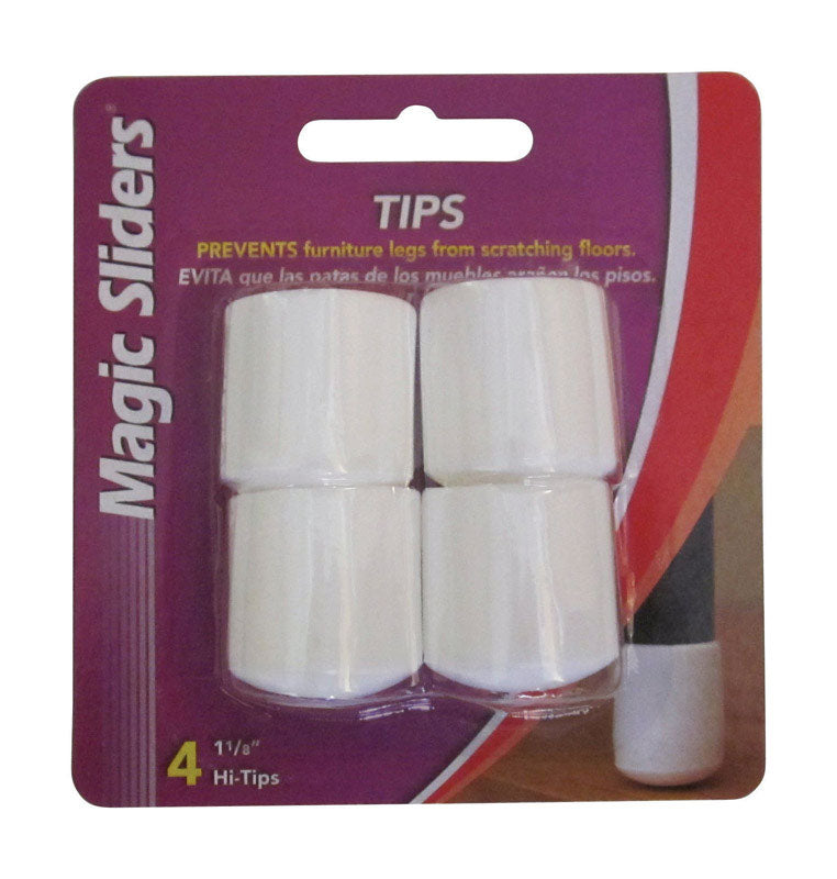 Magic Sliders 5005782 Vinyl Round Leg Tip, White - 1.13 in. - Pack