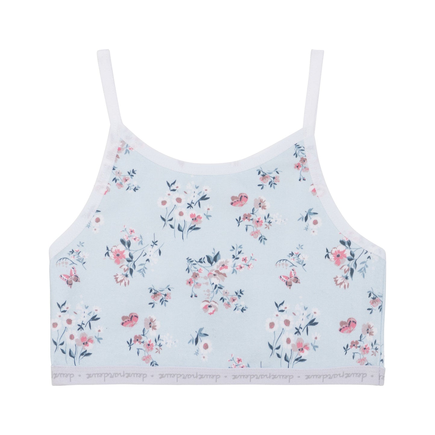 Printed Crop Top Flower Pastel Blue