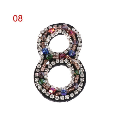 Sparkling Rhinestone Number 0 9 Patch Clothes