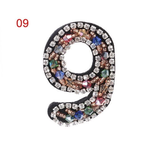 Sparkling Rhinestone Number 0 9 Patch Clothes