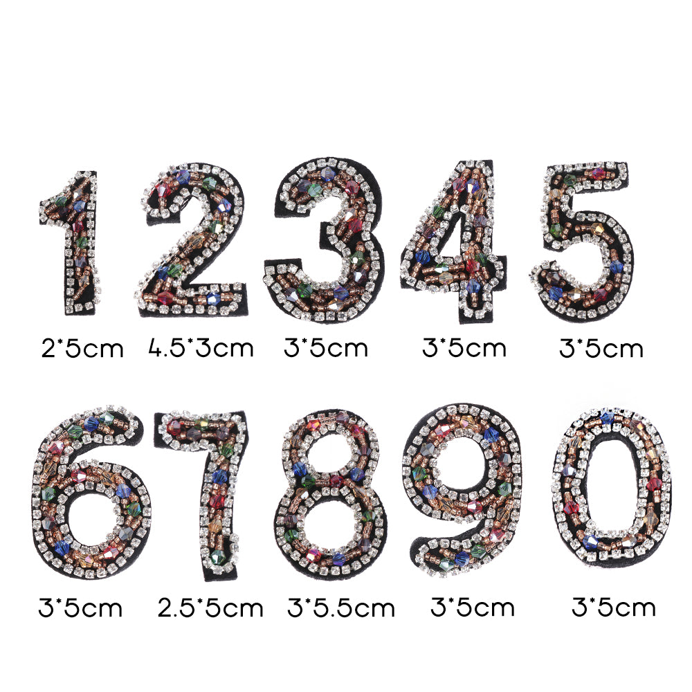 Sparkling Rhinestone Number 0 9 Patch Clothes