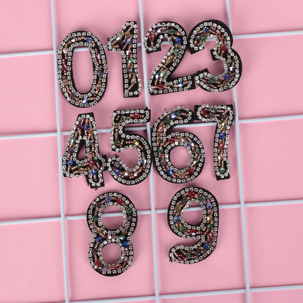 Sparkling Rhinestone Number 0 9 Patch Clothes