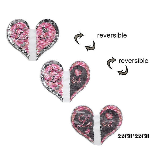 Popular Love Heart  Reversible Sequins Sew On