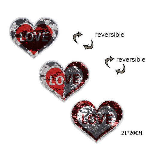 Popular Love Heart  Reversible Sequins Sew On