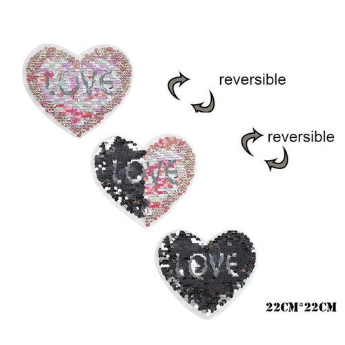 Popular Love Heart  Reversible Sequins Sew On