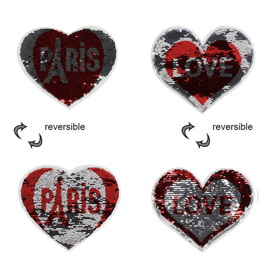 Popular Love Heart  Reversible Sequins Sew On