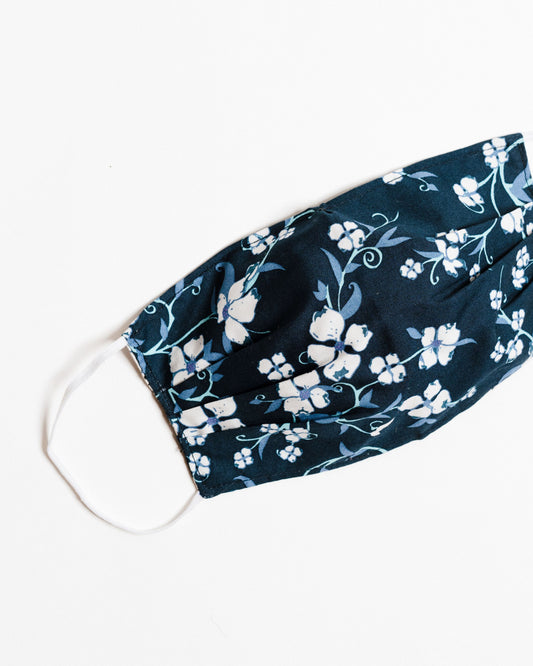 Navy Floral Face Mask