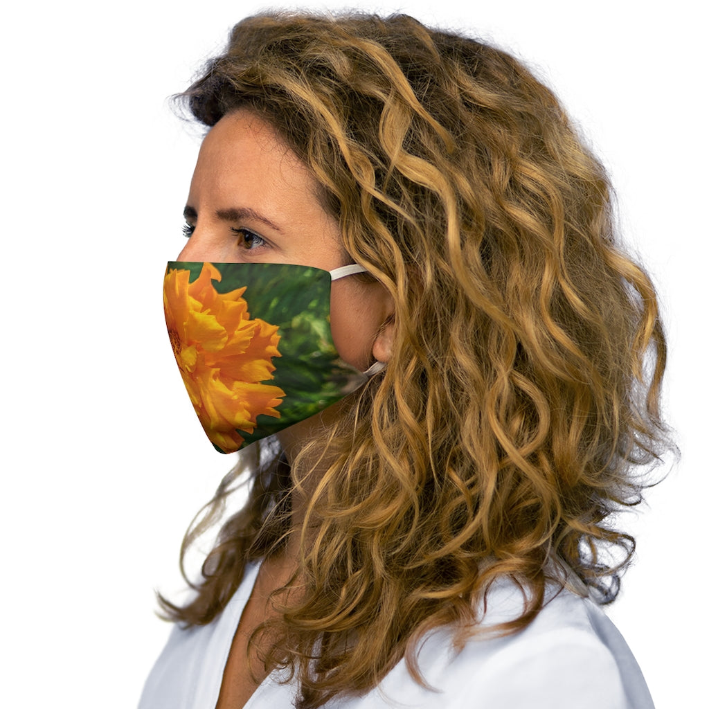 Orange Flower Snug-Fit Polyester Face Mask