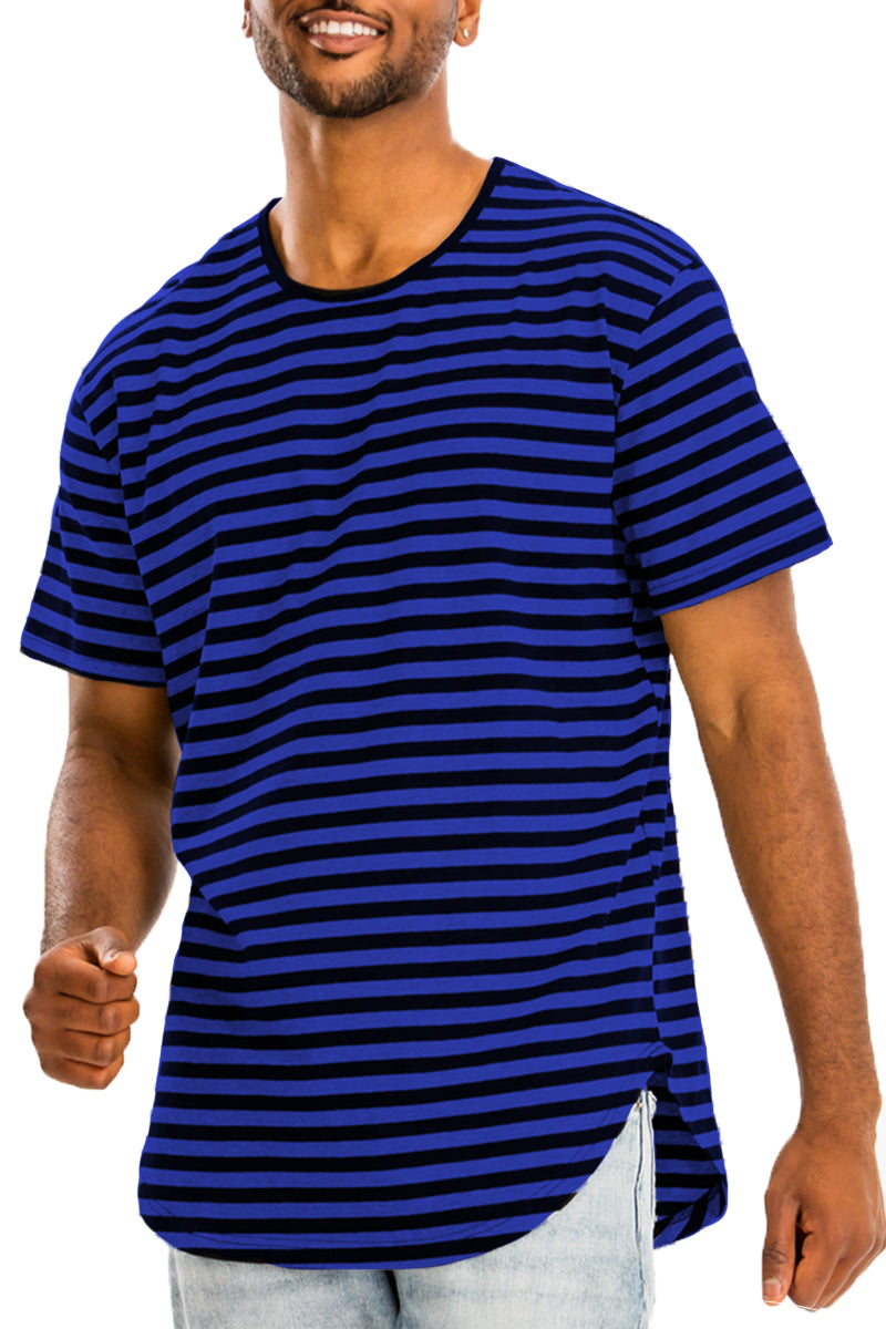 Scallop Round Extended Striped Tshirt