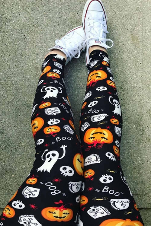 Halloween Pumpkin Ghost Skull Boo Leggings