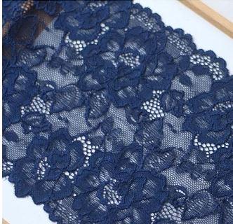 1/2 YD Double Edge Stretch Floral Lace 18 cm - Blue