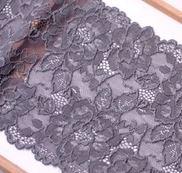 1/2 YD Double Edge Stretch Floral Lace 18 cm - Grey