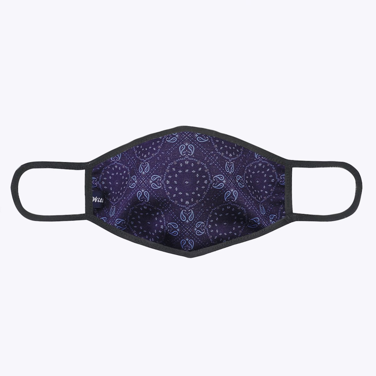 Navy Paisley 3-Layered Face Cover-PM0226