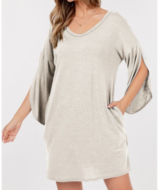 Knit Tunic With Relaxed Fit With Tulip Sleeves