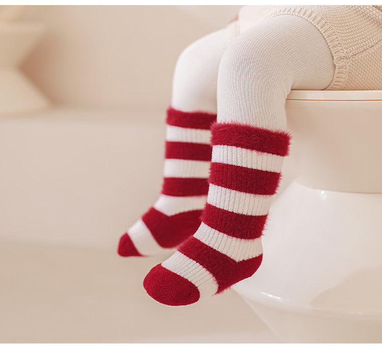 Warm Boneless Children’s Fleece-lined Socks for Autumn and Winter,