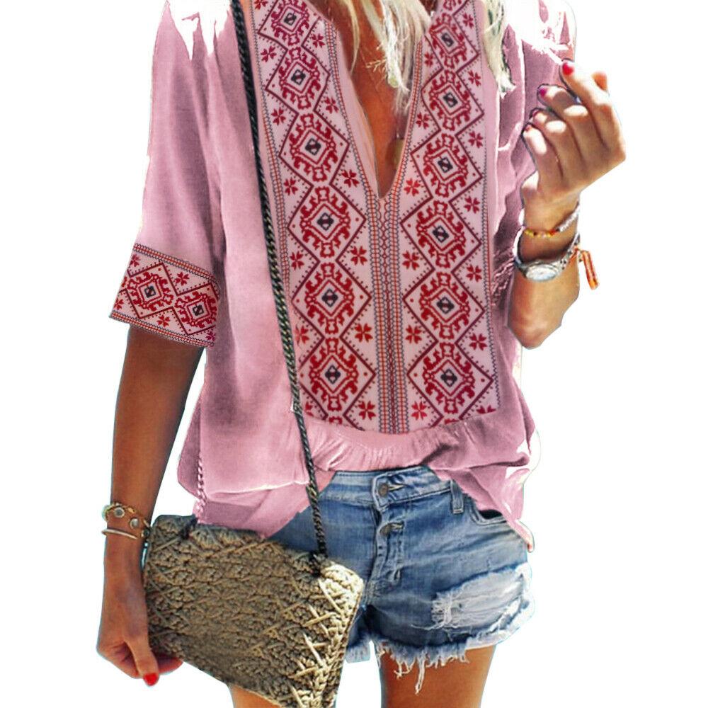 blouse for women work casual Floral V-Neck Long Lantern Sleeve