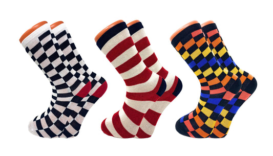 3 Pairs Colorful Fun Crazy Crew Dress Socks for Men and Women Cotton